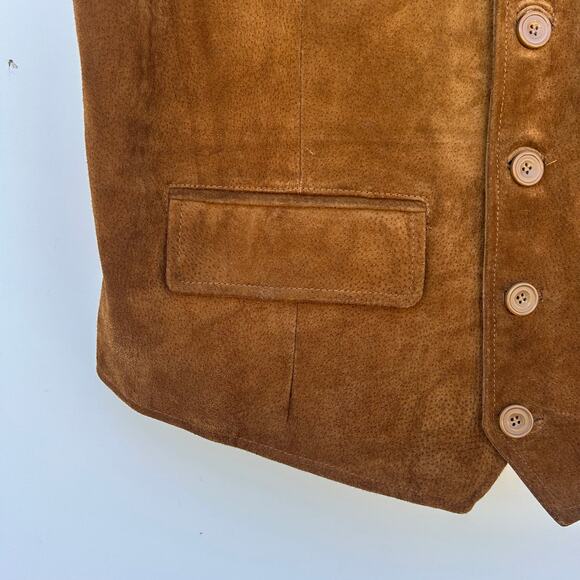 Vintage Leather Suede Vest Big & Tall Tan 2XL XXL Western Cowboy Camel - Picture 8 of 8